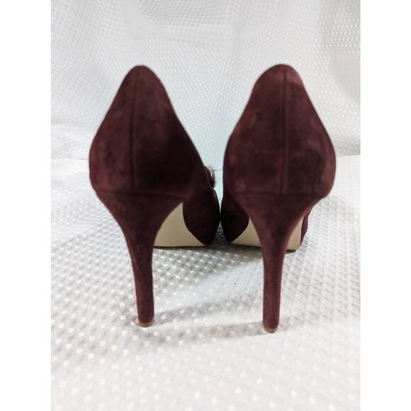 MICHAEL! "CHICAGO" BURGUNDY SUEDE LEATHER W/ACCENT FEATHERS PUMPS! SZ 8M - Picture 8 of 10